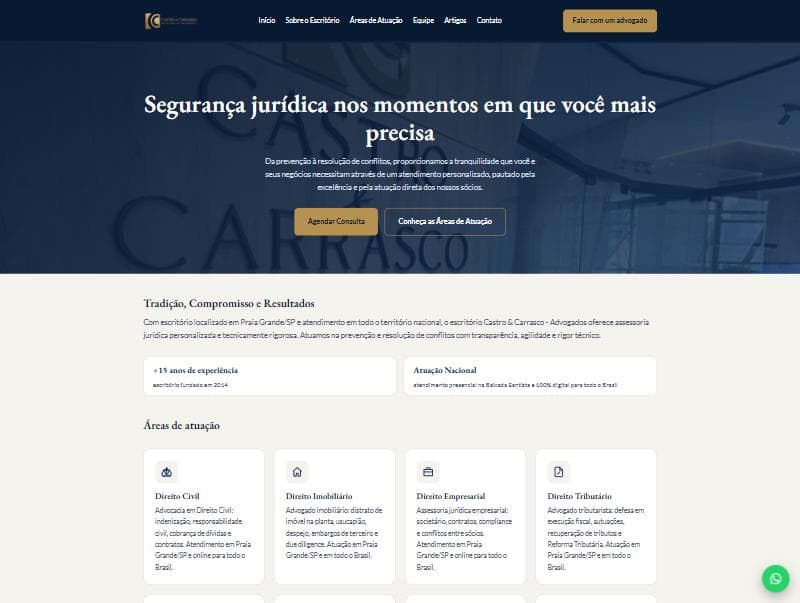 Captura de tela do site Castro & Carrasco Advogados